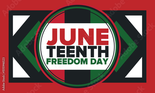 Juneteenth Independence Day. Freedom or Emancipation day. Annual american holiday, celebrated in June 19. African-American history and heritage. Poster, greeting card, banner and background. Vector