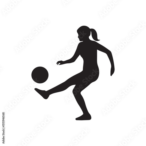 Female Soccer Player in Dynamic Action Silhouette