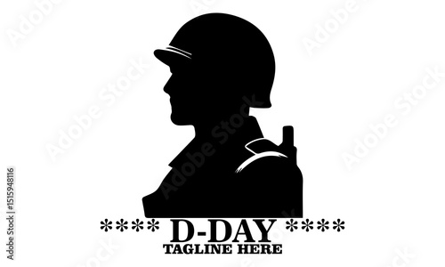Military helmet and stars icon, D-Day tribute on June 6, 1944 vector illustration and logo design