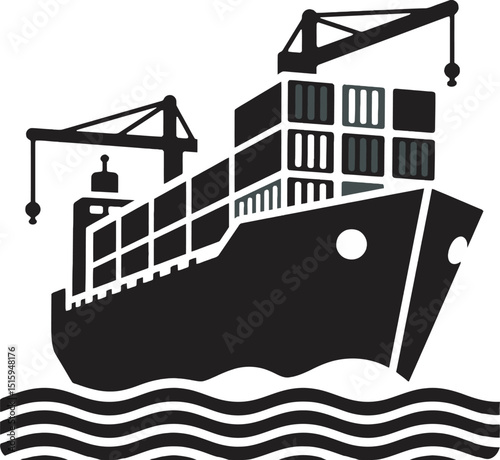 A black and white icon shows a cargo ship carrying containers,