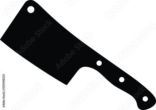 cleaver knife silhouette black on white background professional kitchen knife design