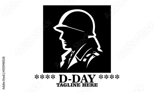 Military helmet and stars icon, D-Day tribute on June 6, 1944 vector illustration and logo design