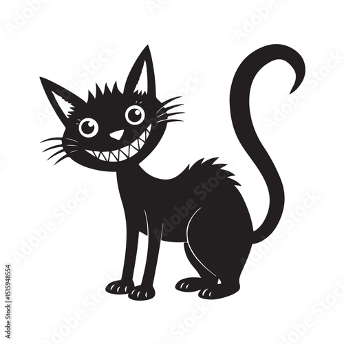 Quirky Black Cat with Spiky Fur and Mischievous Grin