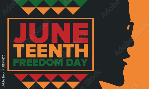 Juneteenth Independence Day. Freedom or Emancipation day. Annual american holiday, celebrated in June 19. African-American history and heritage. Poster, greeting card, banner and background. Vector