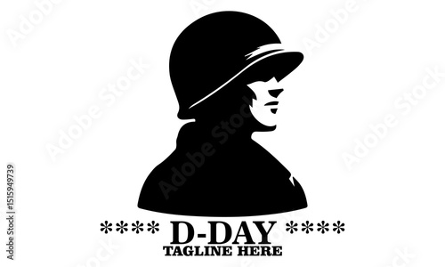 Military helmet and stars icon, D-Day tribute on June 6, 1944 vector illustration and logo design