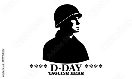 Military helmet and stars icon, D-Day tribute on June 6, 1944 vector illustration and logo design
