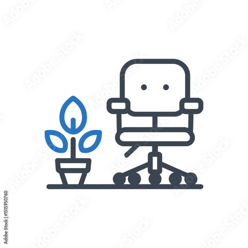 office chair with plant icon