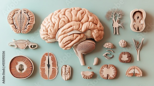 3D models of brain anatomy and biological objects.