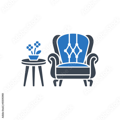 Armchair with Flower Pot Icon