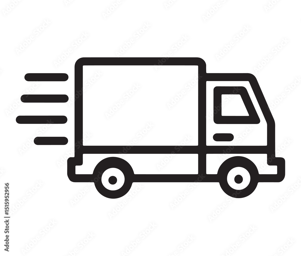 Belivery truck icon line art. Fast shipping truck black and white vector. Belivery truck icon line art. Fast shipping truck black and white vector.