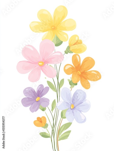 A Delicate Bouquet of Pastel Flowers, Soft Hues and Gentle Petals, a Charming Springtime Display