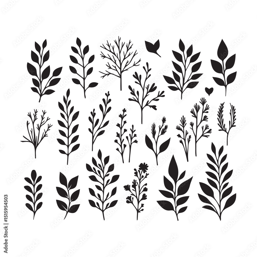 Floral Line Art Set design Vector Illustrations	