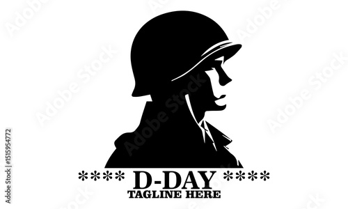 Military helmet and stars icon, D-Day tribute on June 6, 1944 vector illustration and logo design