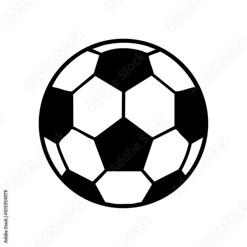 Simple black vector icon of a traditional soccer ball with bold outlines.

