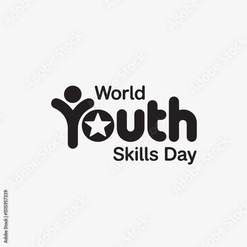 Celebration of world youth skills day with stylized text and a simple design