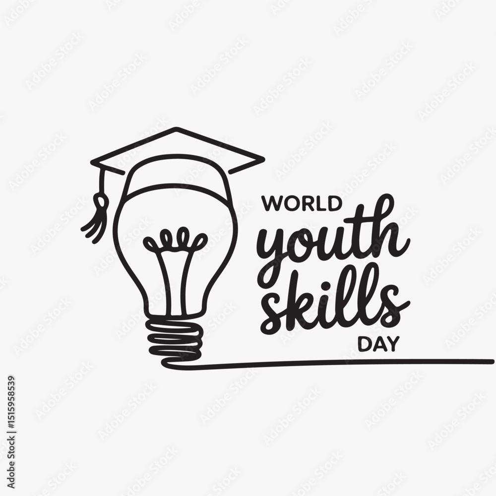 Φωτογραφία World youth skills day conceptual illustration graduation cap lightbulb educatio