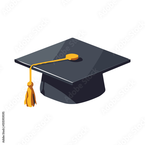Mortarboard, graduate cap, for academic achievement against a white background.