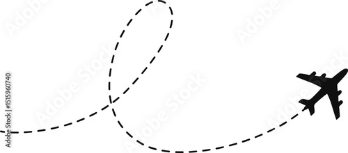 Dashed line plane. Airplane line path icon. Vector illustration of air plane flight route for travel, tourism, and vacation.	