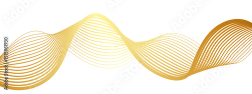 Abstract smooth wave design featuring golden-yellow linear curves gradually fades. Soft cream tone and intensifying into a rich amber hue. Waves or light frequencies, with clean and modern aesthetic.