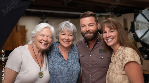 Happy multigenerational family embracing during portrait session