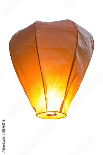 Isolated Orange Paper Lantern with Light