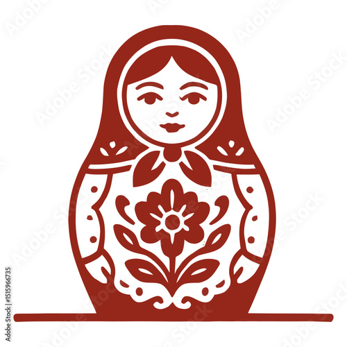 Russian nesting doll illustration with floral design.