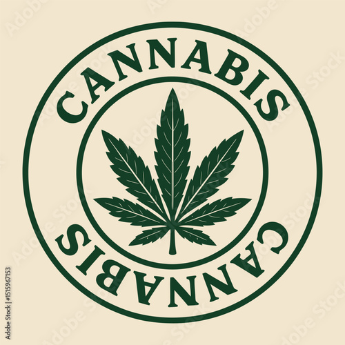 Cannabis logo featuring detailed marijuana leaf in circle.