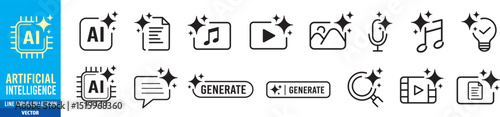 Generate AI icon. Artificial intelligence icons collection. Editable vector icon illustration.
