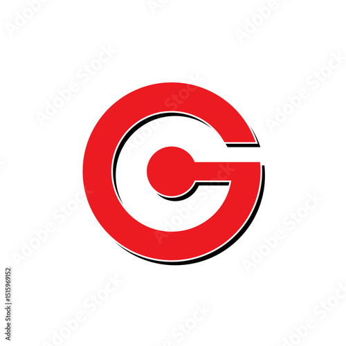 A modern and minimalist logo featuring a red stylized letter 