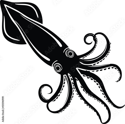 Giant Squid Marine Animal Silhouette