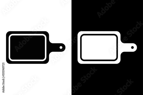 Minimalist Cutting Board Icon Black and White Vector for Cooking Graphics.