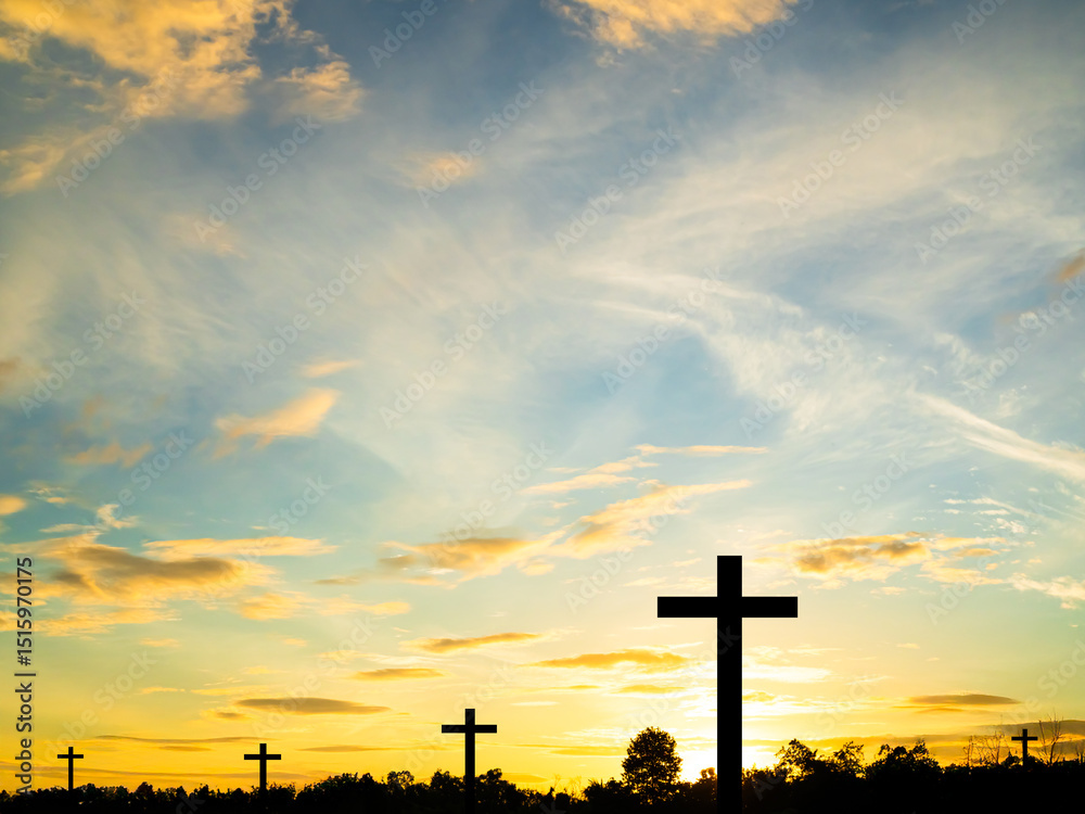 Φωτογραφία Cross christian god religion on sunset background, jesus church worship pray catholic grace christ, symbols christ love holy spiritual hope peach victory spirit meditation catholicism crucifix trush