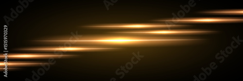 Abstract light speed effect lines on black background. Game futuristic shiny pattern with flowing bright yellow rays on dark. Modern technology vector illustration.