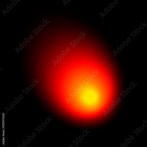 Abstract color blur neon round shape on black background. Neon colored bright blending blob with graduation effect. Glowing comet in dark space. Graphic vector illustration.