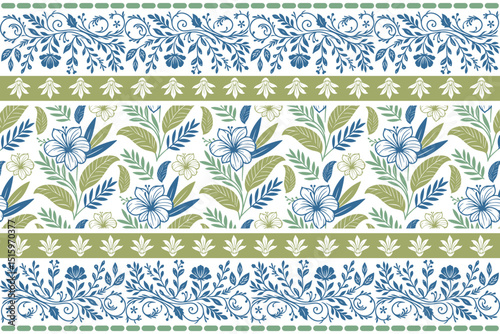 Outline floral seamless design.Hand drawn modern border pattern.One line texture repeat.Textile botanical sketch.Minimal petals

