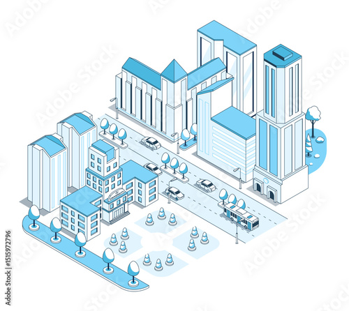 University in the city center - vector isometric illustration
