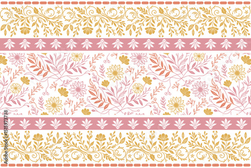 Modern one line floral pattern.Hand drawn sketch design.Fashion seamless texture.Textile border floral.Minimal botanical elements


