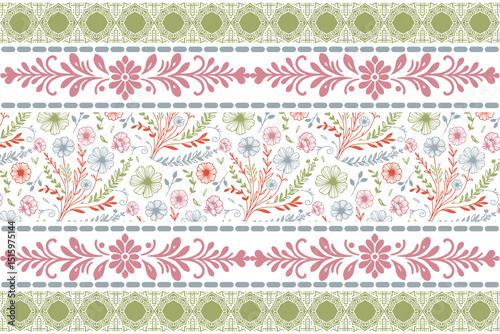 Fashion seamless floral sketch.Hand drawn one line pattern.Modern border texture.Minimal textile design.Floral art elements

