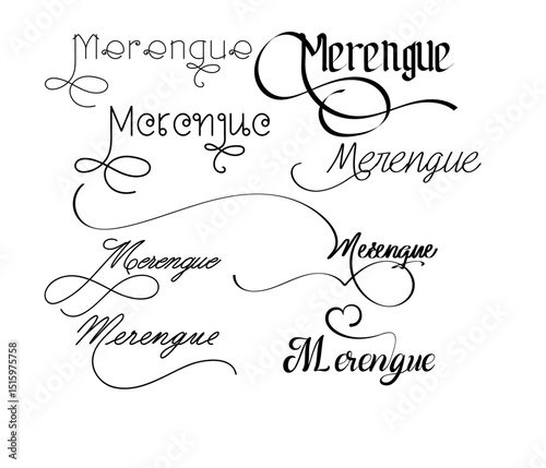 Merengue Dance Typography Logo, Elegant Merengue Calligraphy Logo – Script Style Vector Emblem for Caribbean Dance Events and Studios