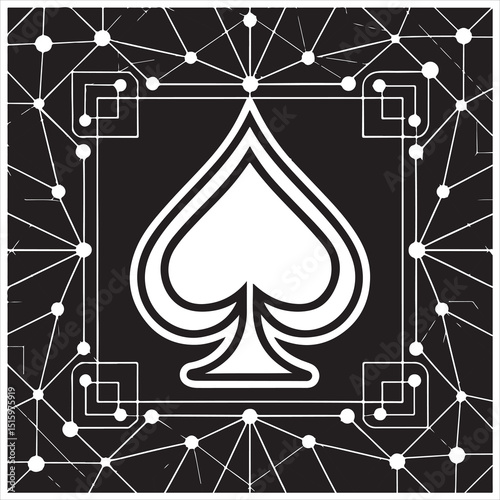 Cards Spades Icon Black and White Internet Technology Background