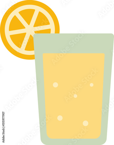 Flat Design Lemon Juice with Slice Garnish