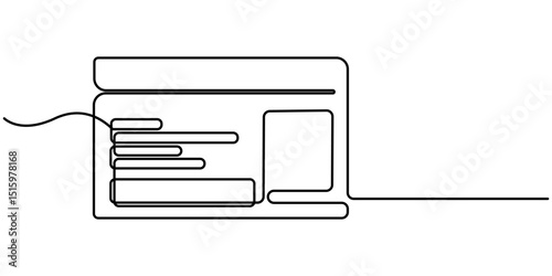 Continuous one line drawing employee identification card illustration. Vector ID one line card, continuous line drawing employee identification card, continuous line drawing employee identification. 