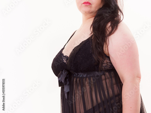 Woman plus size in lace underwear