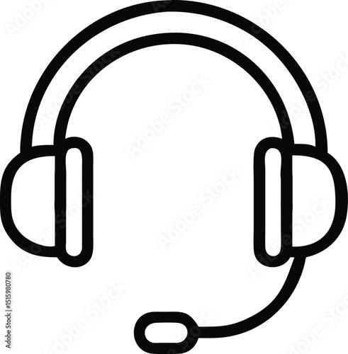 Headset Black Line vector icon