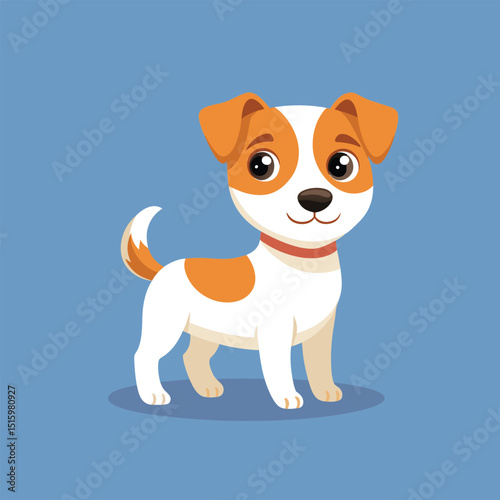 Adorable cartoon illustration of a happy jack russell terrier dog on a blue background