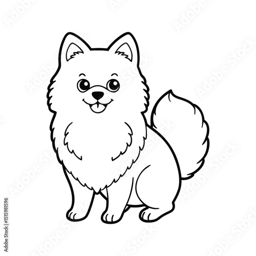 Adorable cartoon pomeranian dog illustration featuring fluffy fur and a happy expression