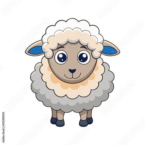 Adorable cartoon sheep illustration on white background perfect for children's projects and designs
