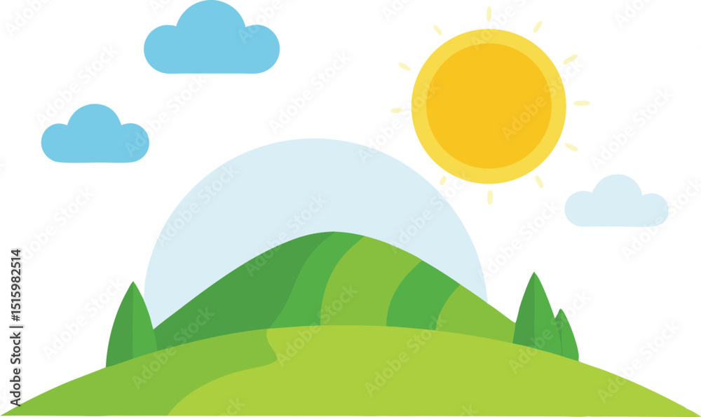 Fototapeta premium Summer hill with bright sun