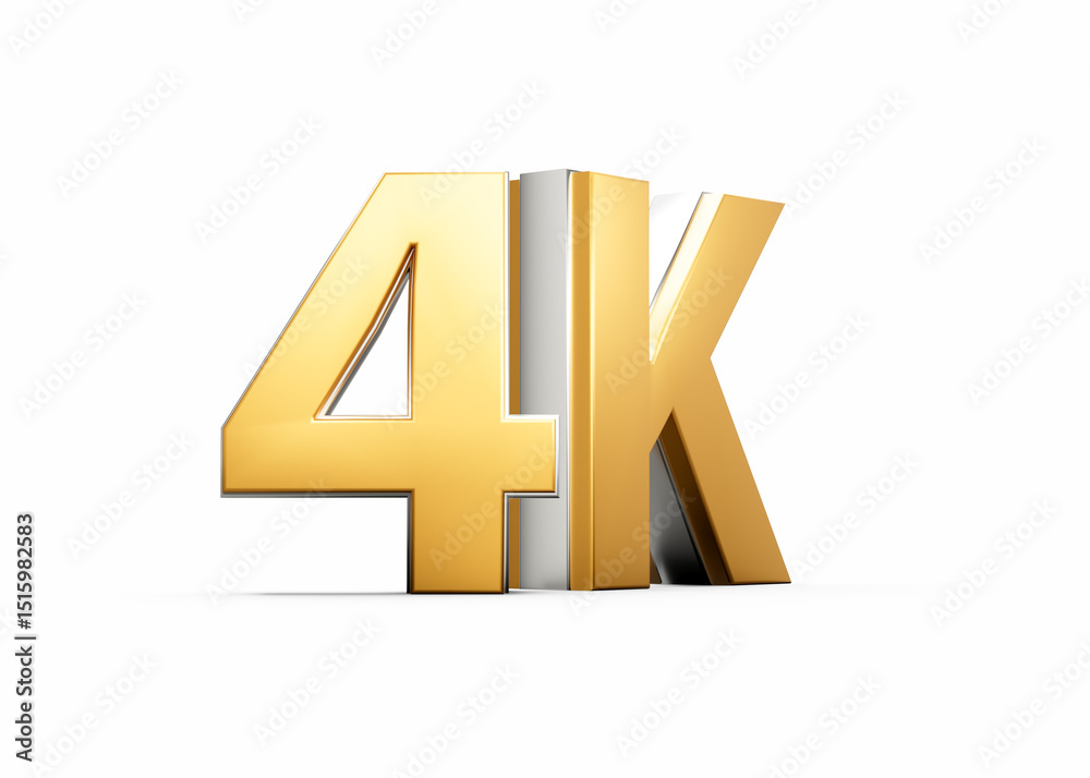 Fototapeta premium Golden 4K Text With Metallic Gleam Emphasizing Its Milestone Or Resolution Symbolism 3D Illustration
