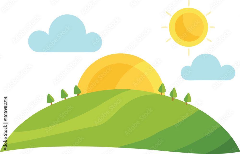 Fototapeta premium Summer hill with bright sun